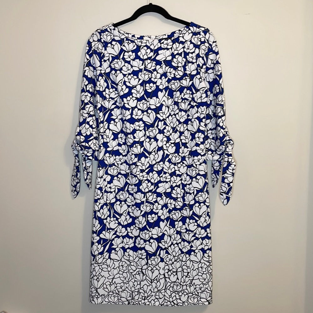 Peach Velvet | Blue and White Floral Dress